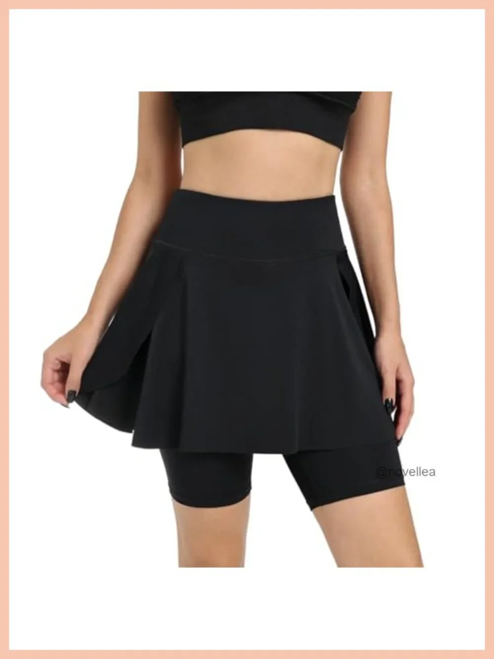 Athletic Skort with Leggings, 4 Pockets, High Rise, Zipper, Above Knee